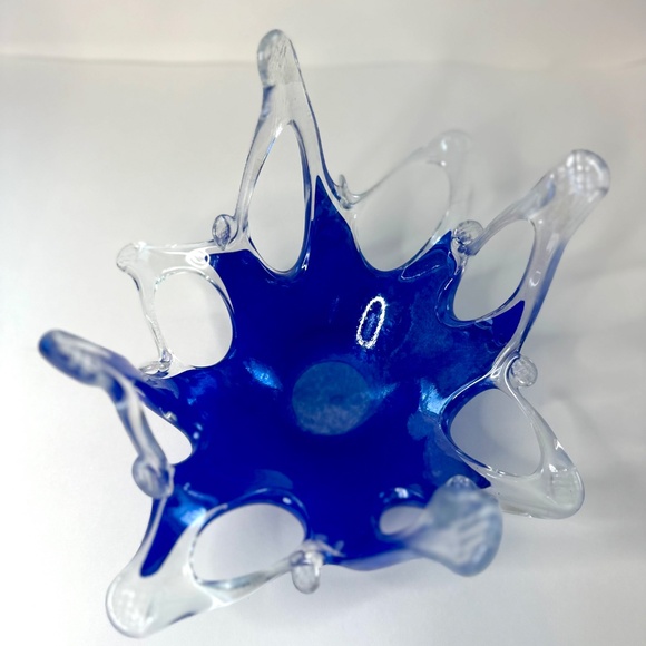 Glass Vase Blue 14” x 14” x 8” - Picture 4 of 4